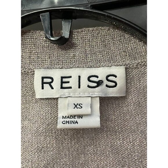 Reiss Long Sleeve Tan Open Front Lightweight Cardigan Size Extra Small Shimmery - Picture 4 of 5